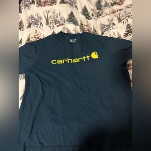 Carhartt Men's Navy Tee with Yellow Logo